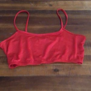 small red crop top